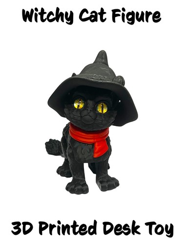 Black witchy cat - black, 3d