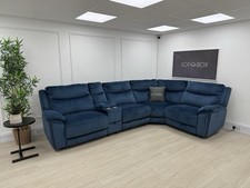 DFS Trek Velvet Corner Sofa In Blue - Delivery Available