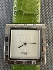 Givenchy Women’s Watch Rectangle White Dial Green Genuine Leather Strap