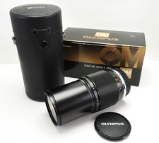 Olympus OM Zuiko 200mm f/4 Telephoto Lens with Caps, Filter & Case -MINT & Boxed
