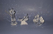 Swarovski Crystal Vintage Cat, Duck, Bee Bundle.  Slight Damage Please Read Desc