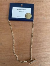 MENS RIVER ISLAND GOLD PLATED GREEK T BAR NECKLACE RRP £25**NEW**
