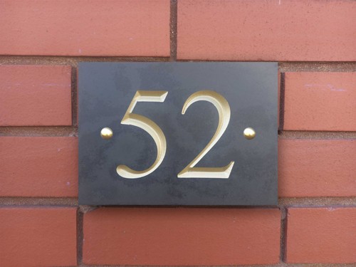 Slate house sign number - sign,