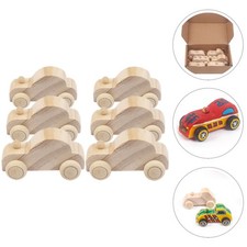  6 Pcs Paint Car Toy Unfinished Block Painting Toys Blank for Kids