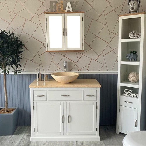 Bathroom vanity white painted - vanity,
