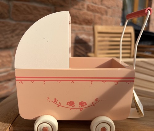 Maileg miniature wooden pram - maileg,