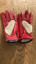 Red Leather Driving Gloves - 100% cotton - MEDIUM - new