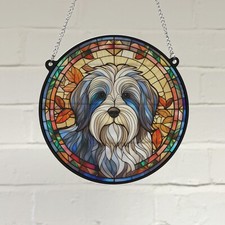 Tibetan Terrier Stained Glass
