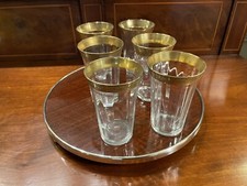 SUPERB 60's MCM SILVER WOOD LOOKING FANCY BAR DRINKS SERVER TRAY - BALL FEET