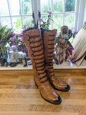 Dune Bertie Leather Button Pixie Boots EU40 Block Heel Zipped