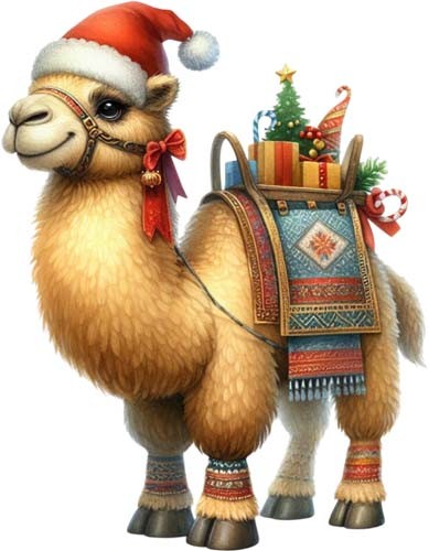 Christmas funny camel - camel, art