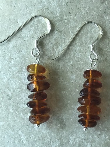 Baltic amber chips earrings - amber,