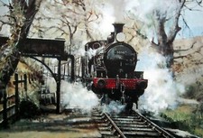 BEATTIE TANK ENGINE CLAY TRAIN WENFORD BRIDGE CORNWALL  MOUNTED RAILWAY PRINT