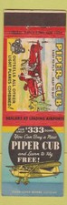 Matchbook Cover - Piper Cub Airplane