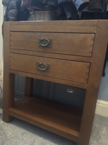 Oak console table - console, drawer