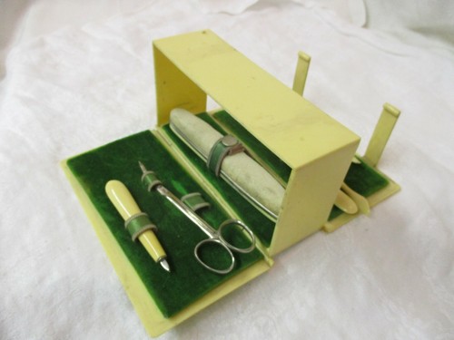 Antique celluloid box with - antique,