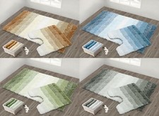 Luxury Super Soft Non Slip Ombre Striped Bath Rug Pedestal Mat Super Absorbent