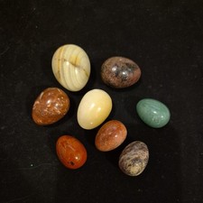 8 Different Vintage Multicoloured Onyx Egg Carvings All Different 