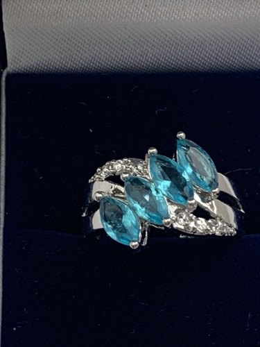 925 silver ring with blue - silver,