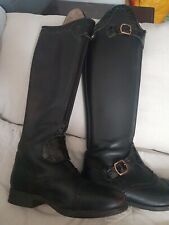 Celeris Polo Dressage Riding Boots Ladies Size Uk 5.5 Brown Leather - VGC 