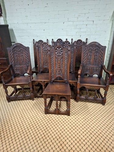 Set carved oak chairs - set, of