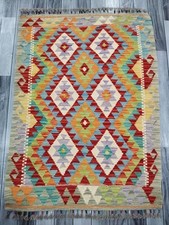 Multicolour Handmade Afghan/Turkish Kilim Rug, Wool Area Rug, Size 122x89 CM