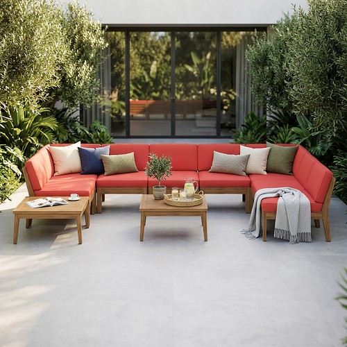 Acacia wood seater - wood, sectional