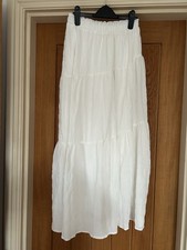 Boho Peasant Gypsy Skirt White/Cream, Long, Panels, Elasticated Waist