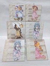 x6 Vintage Sarah Kay Childhood Nostalgia Wooden Pictures 5x5 Inch Retro Handmade