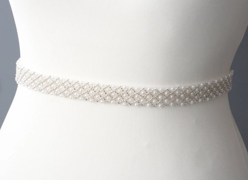 Luxury ivory pearl bridal belt - ivory,