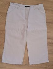 WOMENS LADIES ATMOSPHERE SIZE 14 CROPPED LINEN TROUSERS STONE COLOUR WIDE LEG