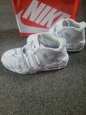 Nike Air More Uptempo Low, Triple White Trainers, Size UK 9