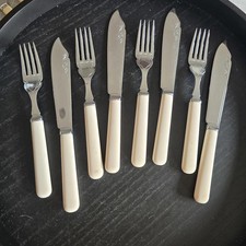 Vintage Flatware Set with Cream Handles