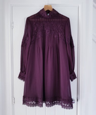 Ted Baker Anneah High Neck Lace Tunic Mini Dress TB 5 UK 16 Maroon Purple