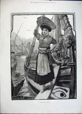 Original Old Antique Print