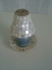 YANKEE CANDLE SMALL JAR SHADE & PLATE - IVORY MOSAIC - 2 PIECE SET (no candle)