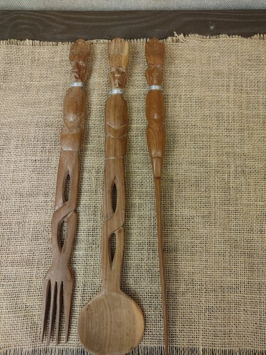 Vtg teak wooden carved - teak,