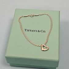 Tiffany & Co. Genuine Elsa Peretti Silver Open Heart Sterling Silver Bracelet 8"