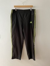 Vintage 90s-00s Adidas Tracksuit Bottoms Neon Yellow Stripes Size M Medium (52)