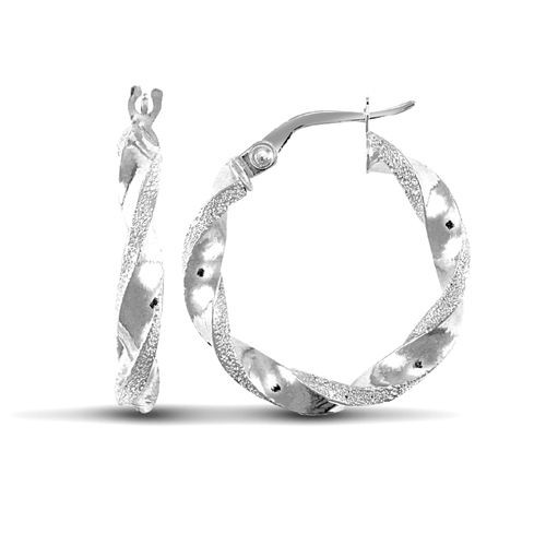 Creole earrings 9ct white gold - earrings,