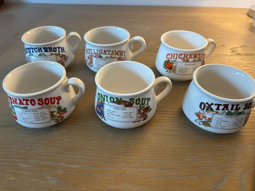 Vintage recipe soup bowls - soup,