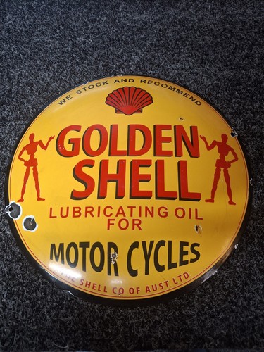 Shell oil enamel sign - shell,