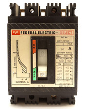 FEDERAL ELECTRIC HEF3P60 MCCB 60 AMP 50HZ TRIPLE 3 POLE PHASE BREAKER SELECT 60A