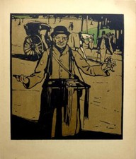 HAWKER KENSINGTON BY WILLIAM NICHOLSON LONDON TYPES ORIGINAL LITHOGRAPH c1898