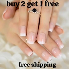 Christmas long red False Nails French Manicure Press On Full Cover  sticker glue