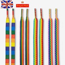 10MM Flat  Rainbow Laces Gay Pride Multi Colored  Shoes Trainers Shoelaces UK