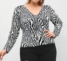 Plus Zebra Stripe Surplice Front Tee