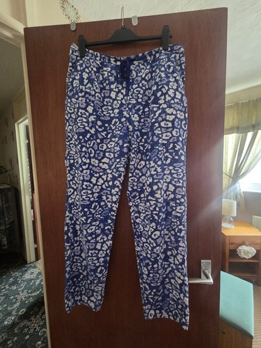 Blue linen trousers uk 14 - trousers,