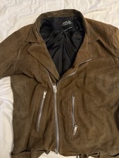 Replay Genuine Suede Leather Jacket Brown, with zippers. Size L. Good Conditions