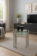 Coffee Table decore Stylish Set of 3 Clear Glass Side -GNT06C